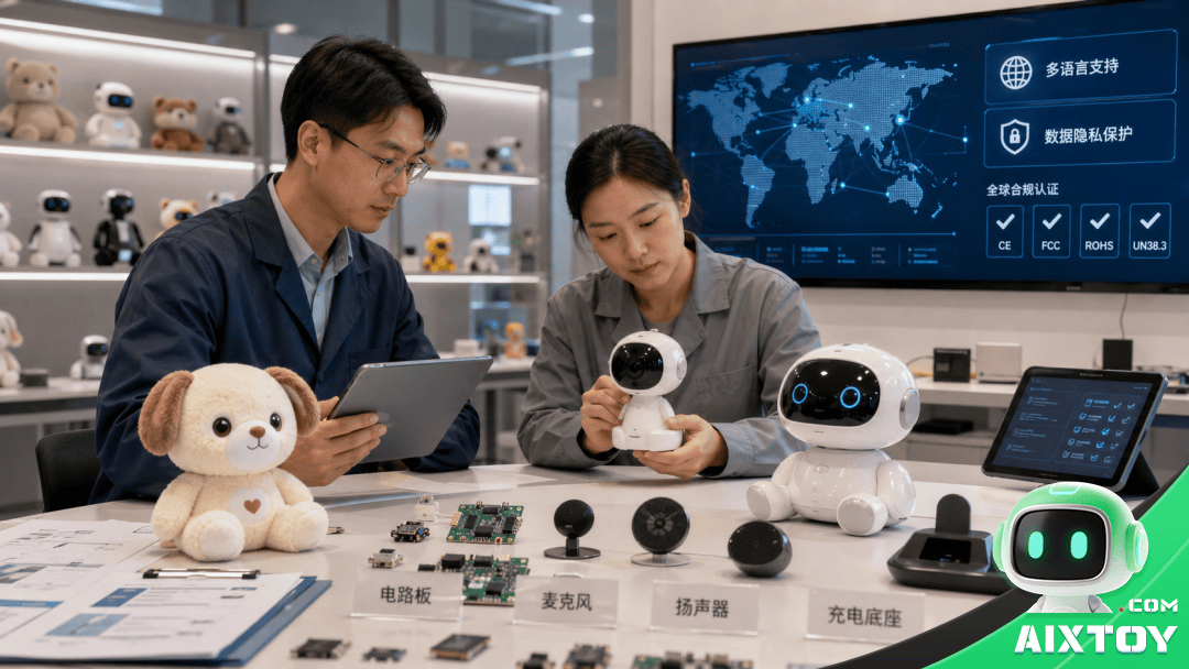 Decision framework showing four types of toy companies and their optimal AI toy strategy paths from platform adoption to full self-development