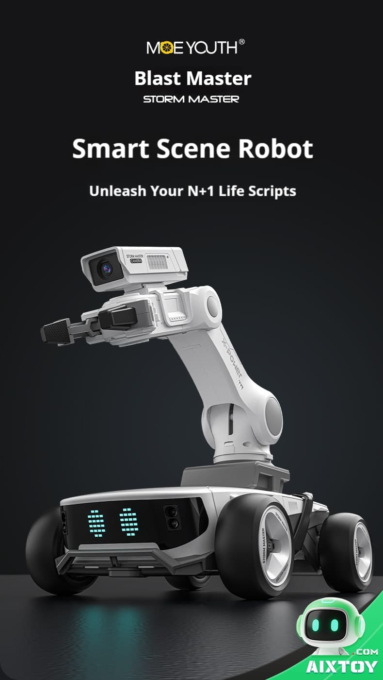 AI Programmable Robot Tank Overview AI Programmable Robot Tank with Robotic Arm & Camera - AIXTOY Smart RC Vehicle Overview