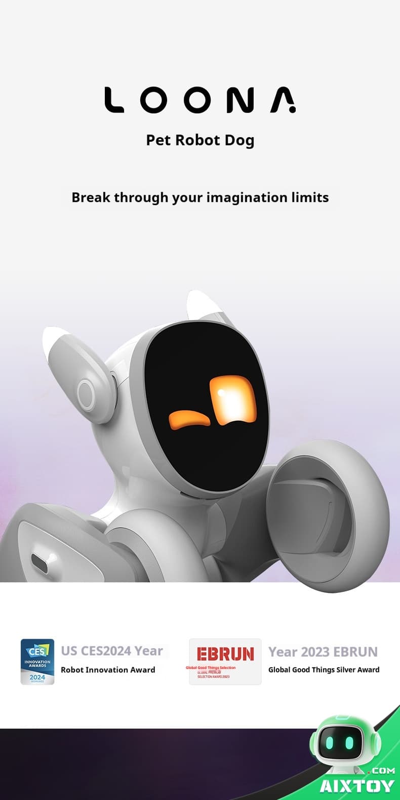 Loona AI Robot Dog Interactive Companion AIXTOY - Detail View 02 Loona AI Robot Dog Voice-Controlled Companion Pet by KEYi Tech AIXTOY AITOY - Image 02