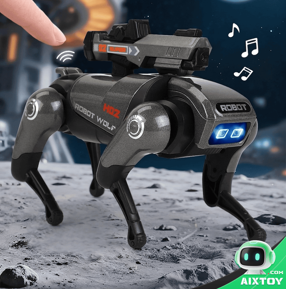 AI Bionic Mechanical Wolf Robot Black-Gray Gallery – AIXTOY AI Bionic Mechanical Wolf Robot Dog Black-Gray color variant