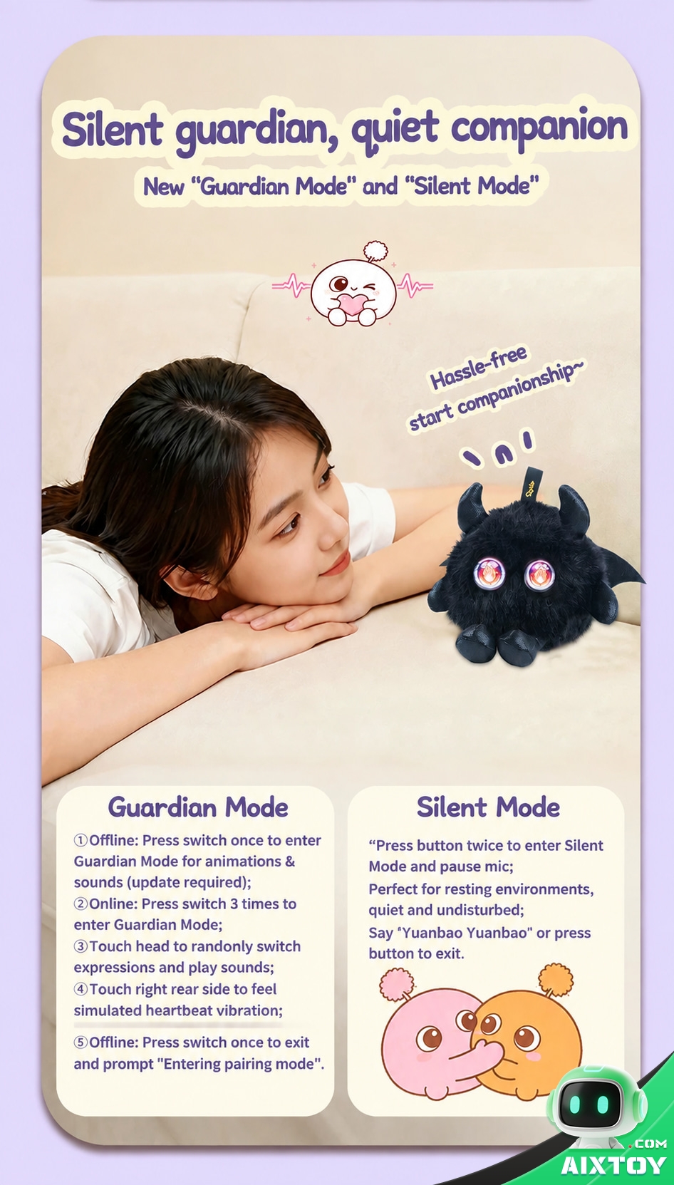 AI Bionic Plush Companion Pet - Round Black Interactive Talking Plush AI Bionic Plush Companion Pet - Round Black Interactive Talking Plush - feature detail