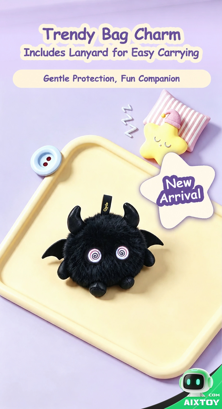 AI Bionic Plush Companion Pet - Round Black Interactive Talking Plush AI Bionic Plush Companion Pet - Round Black Interactive Talking Plush - feature detail