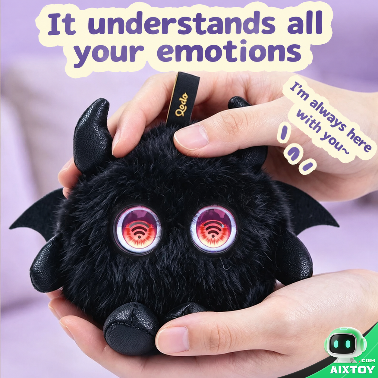 AI Bionic Plush Companion Pet - Round Black Interactive Talking Plush gallery view (AIXTOY)