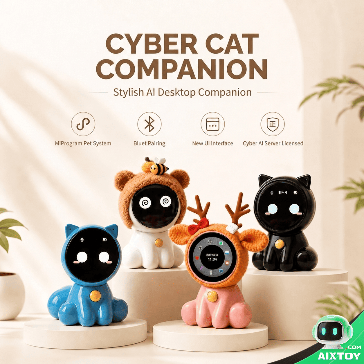 Gallery image 1 of LeXin AI Cat Companion Robot in lifestyle and usage scenes