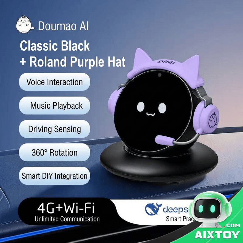 AI Desktop Companion Robot with Headset detail view 07 - AI desktop companion robot features and functions