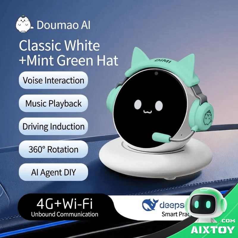 AI Desktop Companion Robot with Headset detail view 08 - AI desktop companion robot features and functions