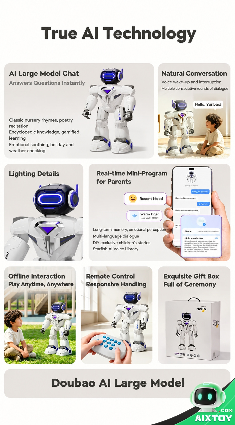 AI Kids Talking Companion Robot - Educational Chat Robot with Extended Battery Options AI Kids Talking Companion Robot - Educational Chat Robot with Extended Battery Options - feature detail