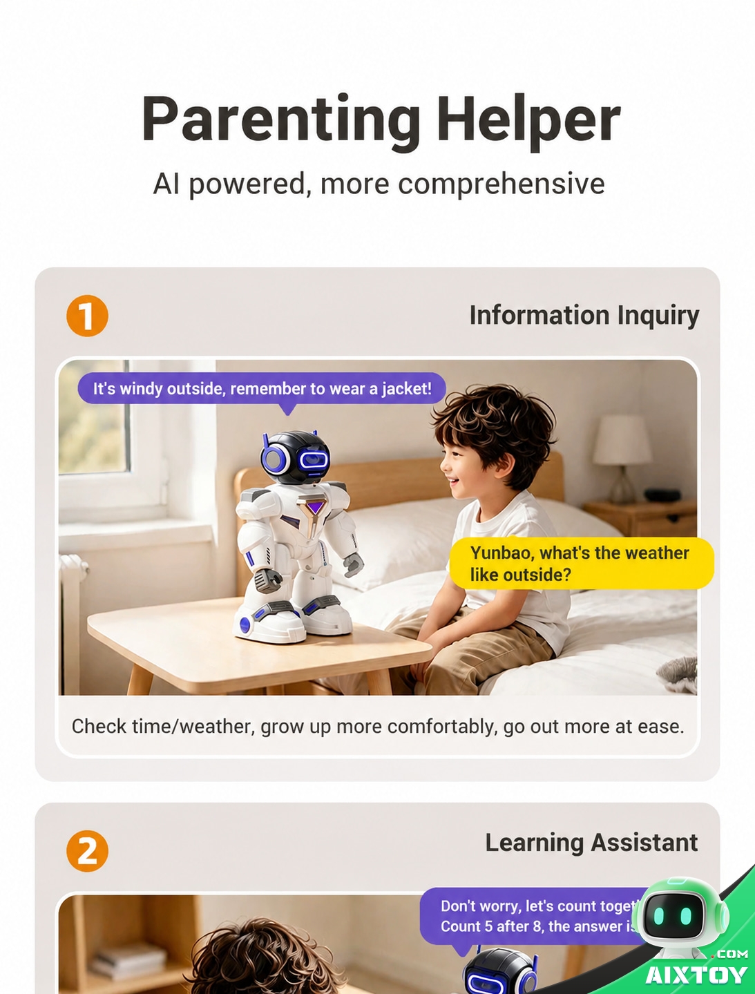 AI Kids Talking Companion Robot - Educational Chat Robot with Extended Battery Options AI Kids Talking Companion Robot - Educational Chat Robot with Extended Battery Options - feature detail