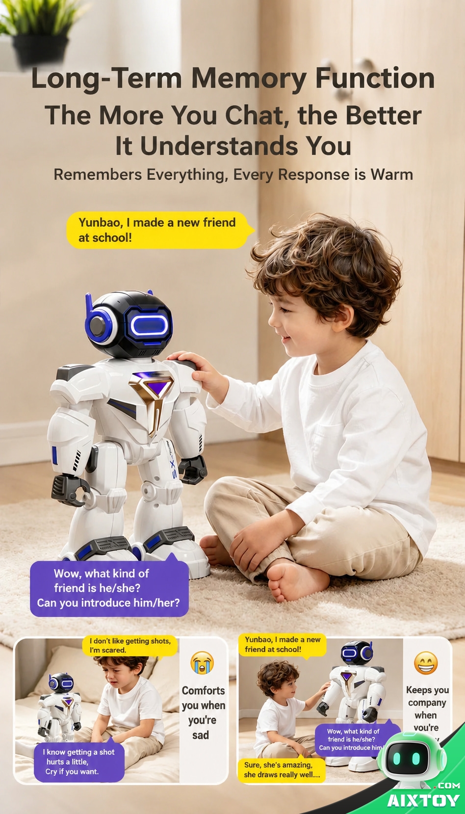 AI Kids Talking Companion Robot - Educational Chat Robot with Extended Battery Options AI Kids Talking Companion Robot - Educational Chat Robot with Extended Battery Options - feature detail