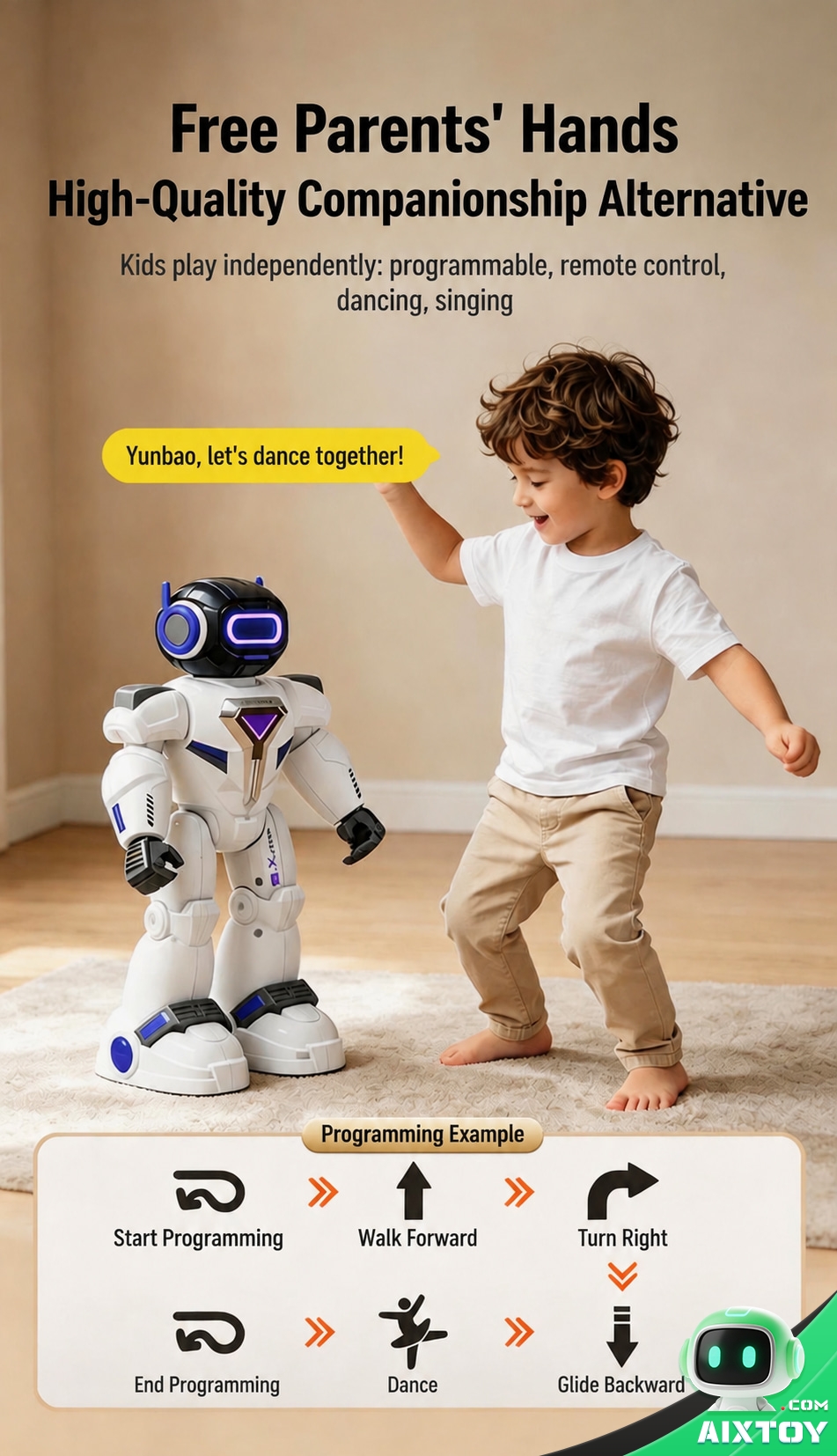 AI Kids Talking Companion Robot - Educational Chat Robot with Extended Battery Options AI Kids Talking Companion Robot - Educational Chat Robot with Extended Battery Options - feature detail