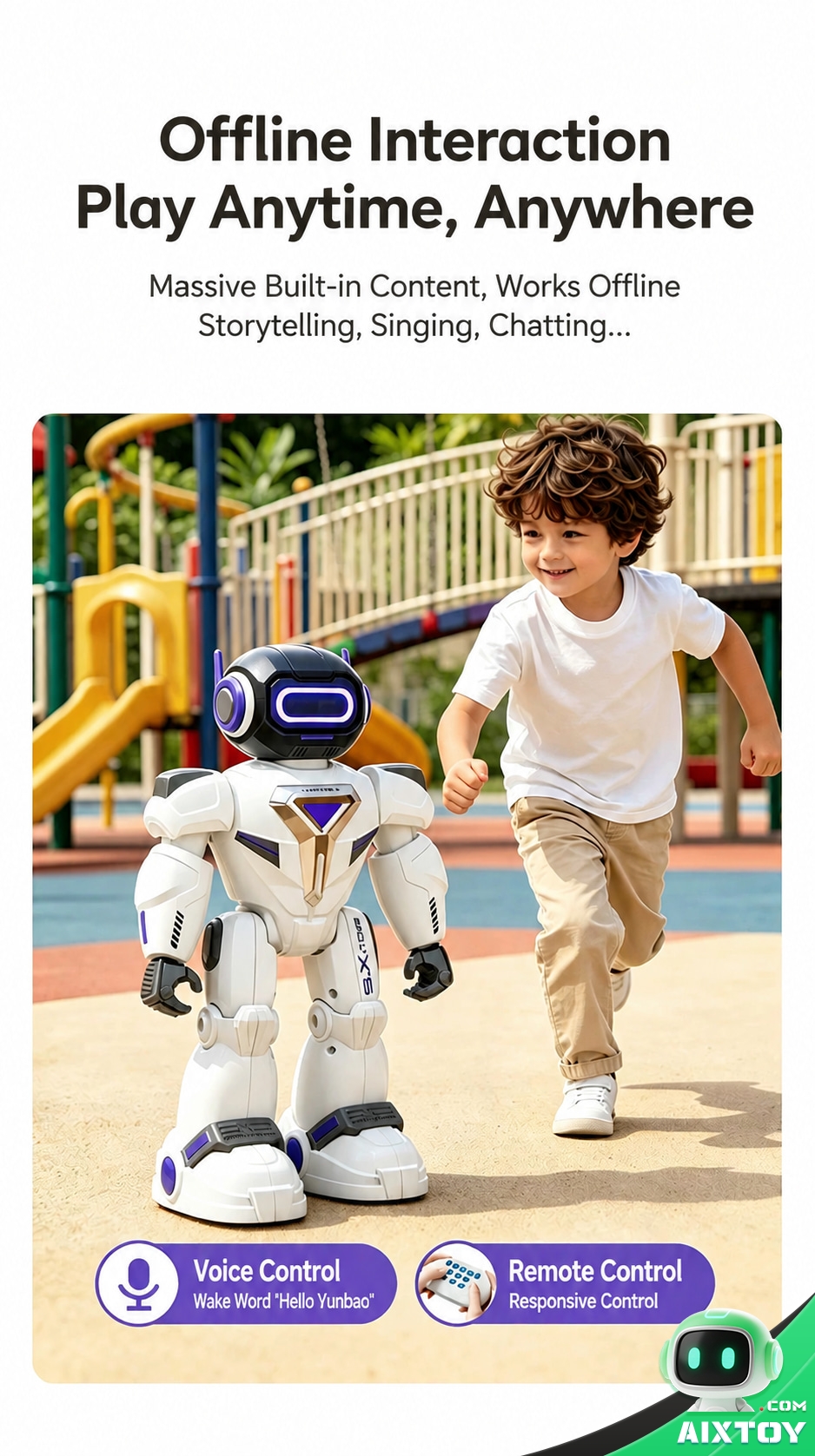 AI Kids Talking Companion Robot - Educational Chat Robot with Extended Battery Options AI Kids Talking Companion Robot - Educational Chat Robot with Extended Battery Options - feature detail