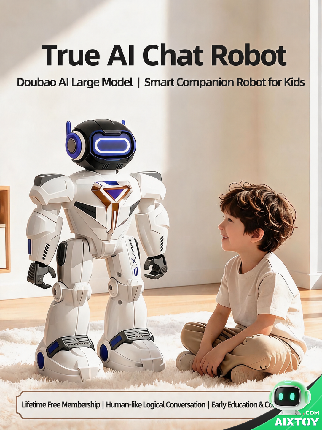 AI Kids Talking Companion Robot - Educational Chat Robot with Extended Battery Options - Gallery image AI Kids Talking Companion Robot - Educational Chat Robot with Extended Battery Options gallery view (AIXTOY)