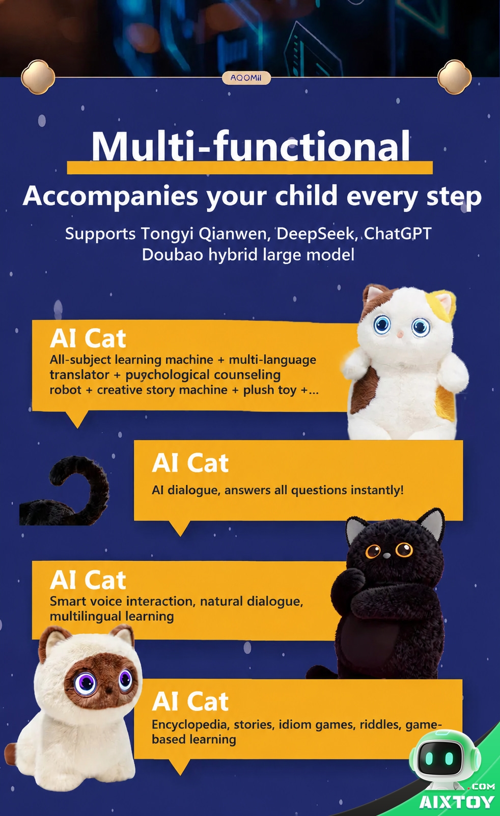 AI Meow Plush Companion Cat - Interactive Talking Robot Cat AI Meow Plush Companion Cat - Interactive Talking Robot Cat - feature detail