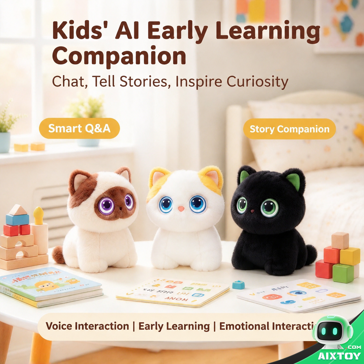 AI Meow Plush Companion Cat - Interactive Talking Robot Cat gallery view (AIXTOY)