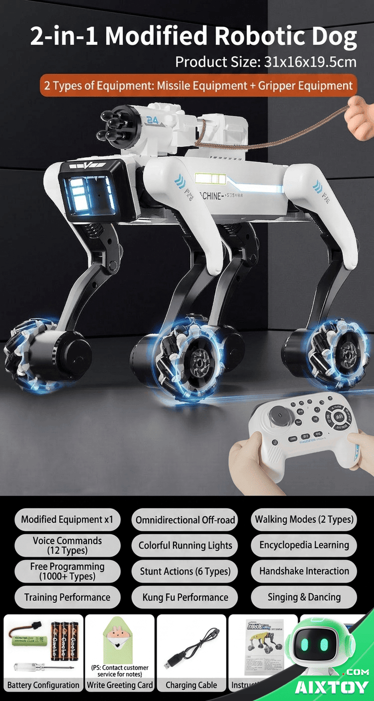 AI Robot Dog Omni-Terrain RC Toy Gallery Image 12 AI Robot Dog Omni-Terrain RC Toy gallery product photo showing design and features view 12