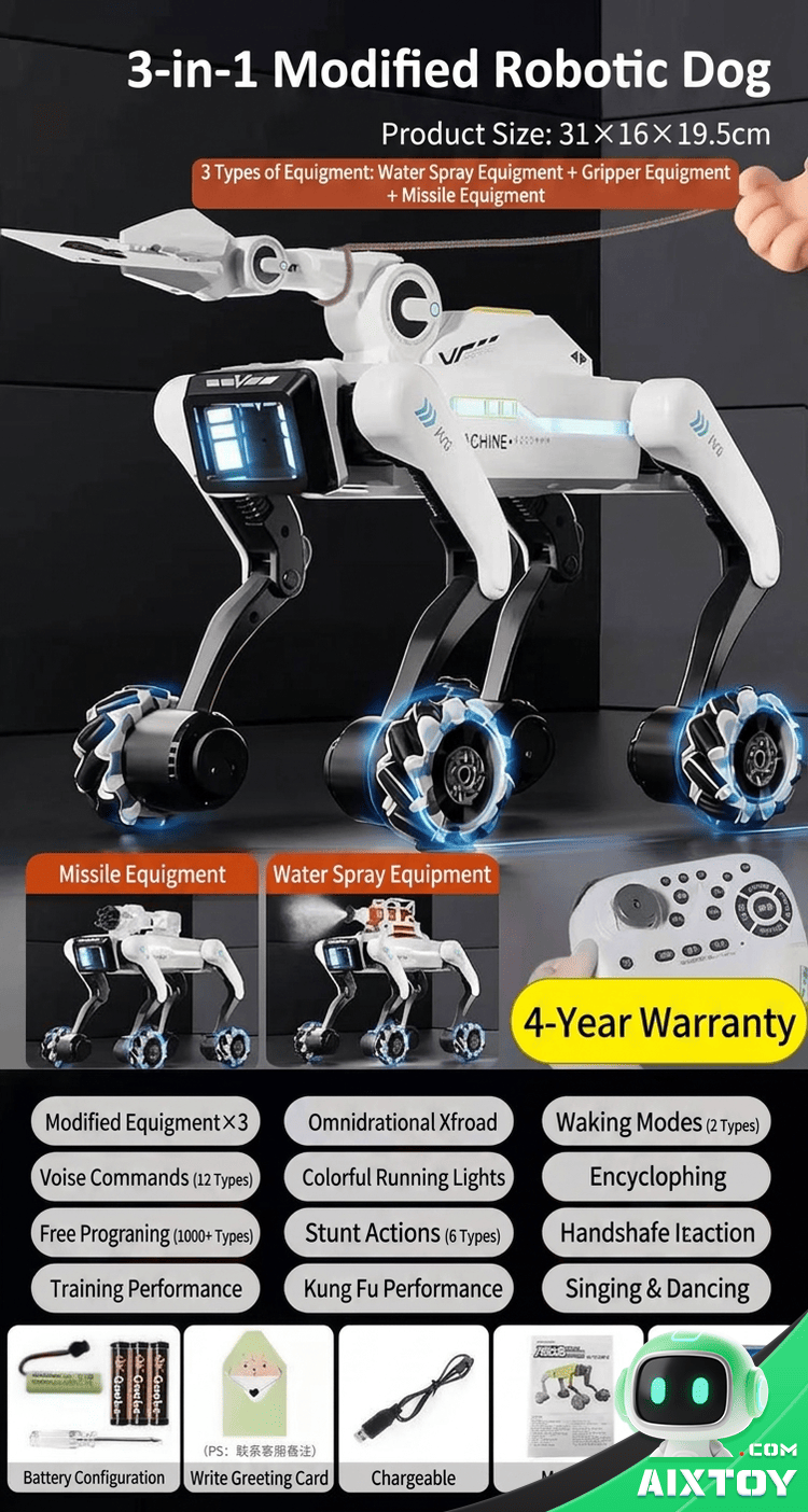 AI Robot Dog Omni-Terrain RC Toy Gallery Image 15 AI Robot Dog Omni-Terrain RC Toy gallery product photo showing design and features view 15