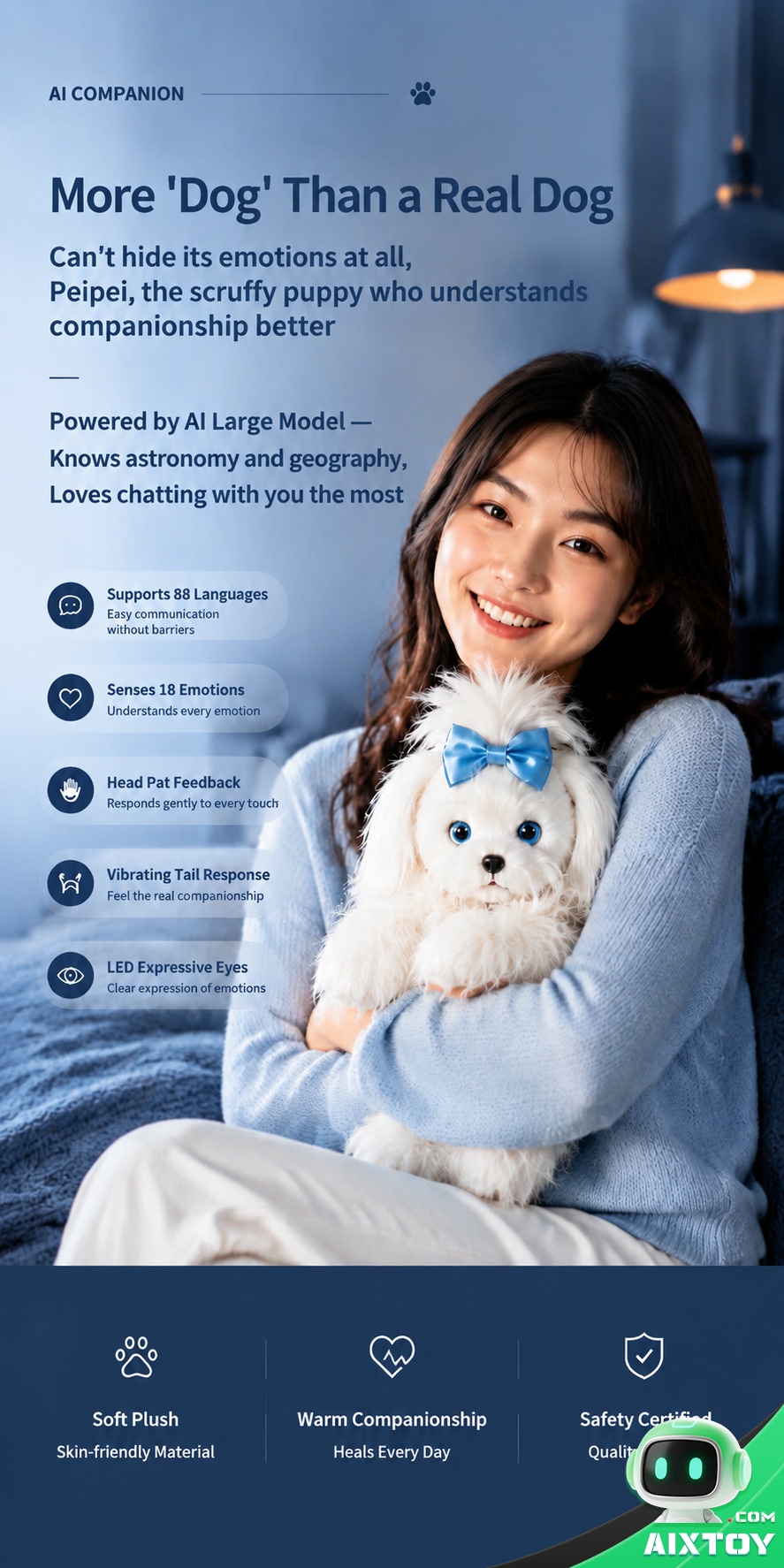 AI Smart Puppy Plush Doll - Interactive Talking Puppy Companion Pet AI Smart Puppy Plush Doll - Interactive Talking Puppy Companion Pet - feature detail