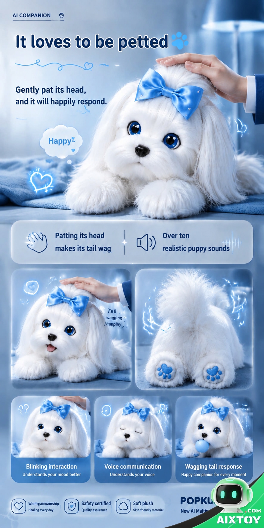 AI Smart Puppy Plush Doll - Interactive Talking Puppy Companion Pet AI Smart Puppy Plush Doll - Interactive Talking Puppy Companion Pet - feature detail
