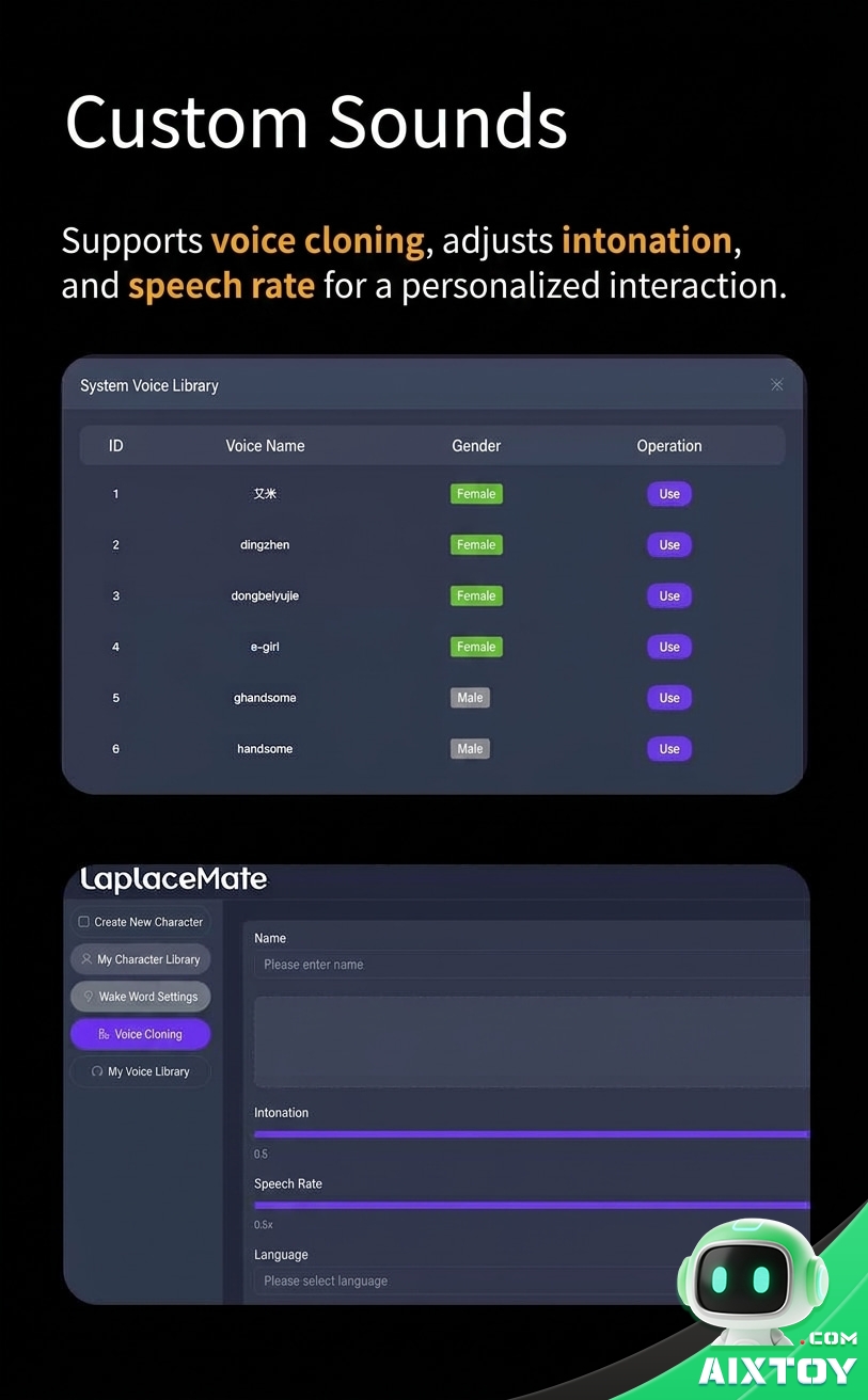 Aimei AI Digital Companion Desktop Pet - Custom Character Voice Chat Robot Aimei AI Digital Companion Desktop Pet - Custom Character Voice Chat Robot - feature detail
