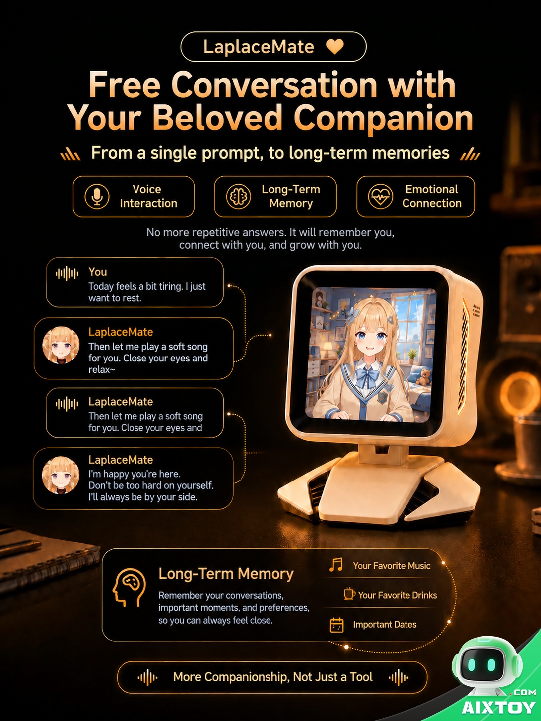 Aimei AI Digital Companion Desktop Pet - Custom Character Voice Chat Robot Aimei AI Digital Companion Desktop Pet - Custom Character Voice Chat Robot - feature detail