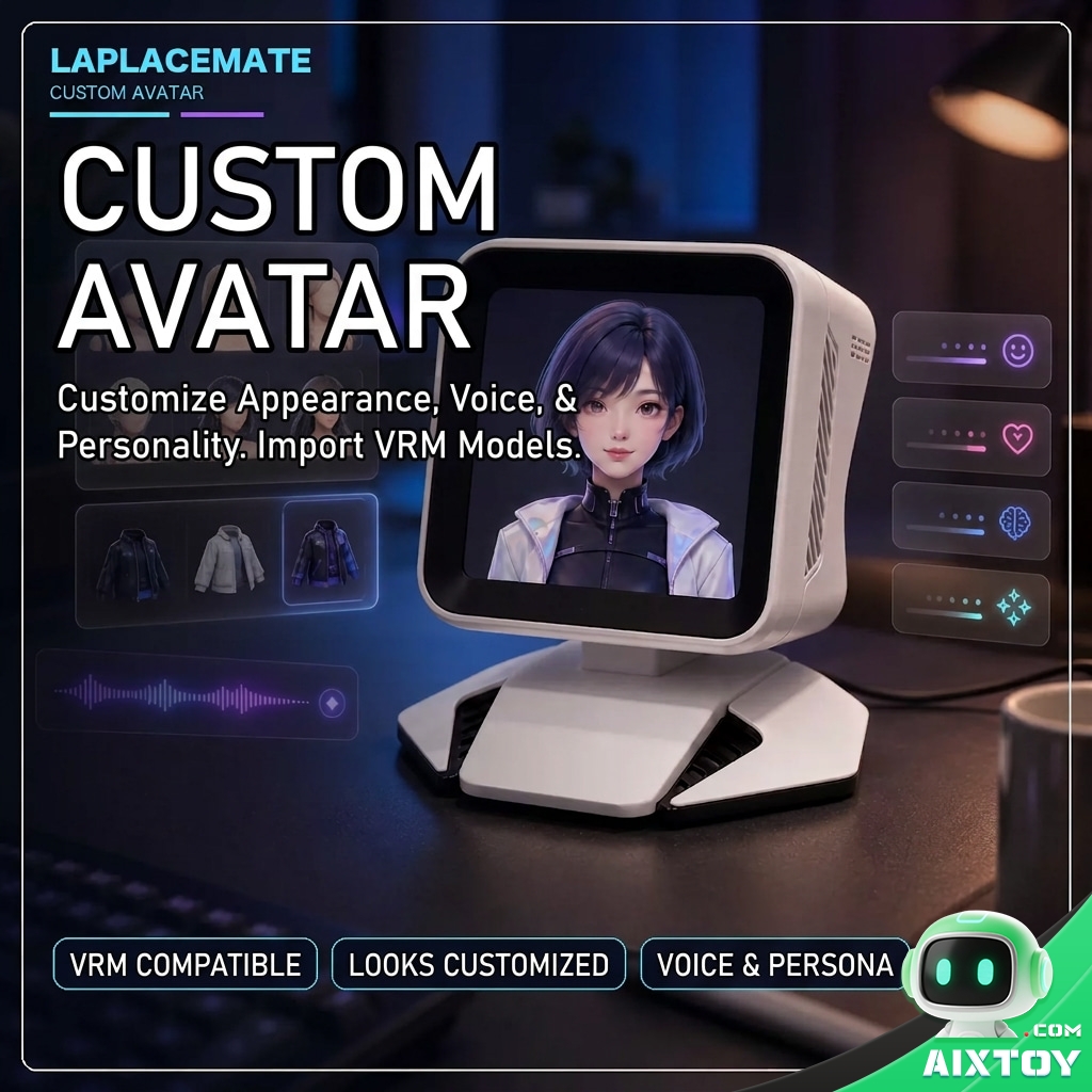 Aimei AI digital companion desktop pet custom avatar creation, an anime character with clothing and styling options