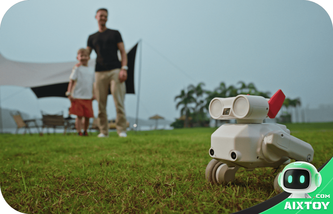 Beni camera robot with customizable ears and hats showing personality accessories