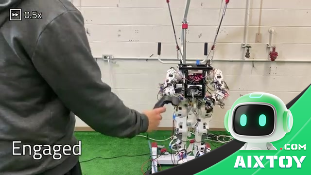 Berkeley Humanoid Lite robot engaged in an interaction demo