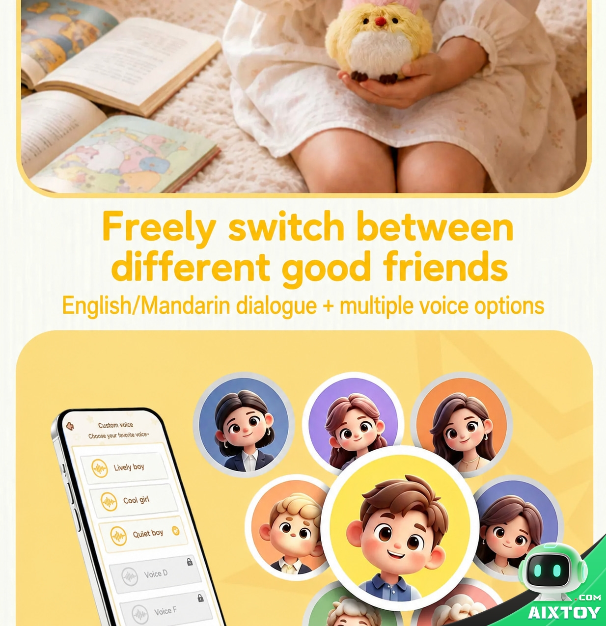 Buyou Bird AI Plush Pet - Talking Plush Bird with Outfit and Clip Sets Buyou Bird AI Plush Pet - Talking Plush Bird with Outfit and Clip Sets - feature detail