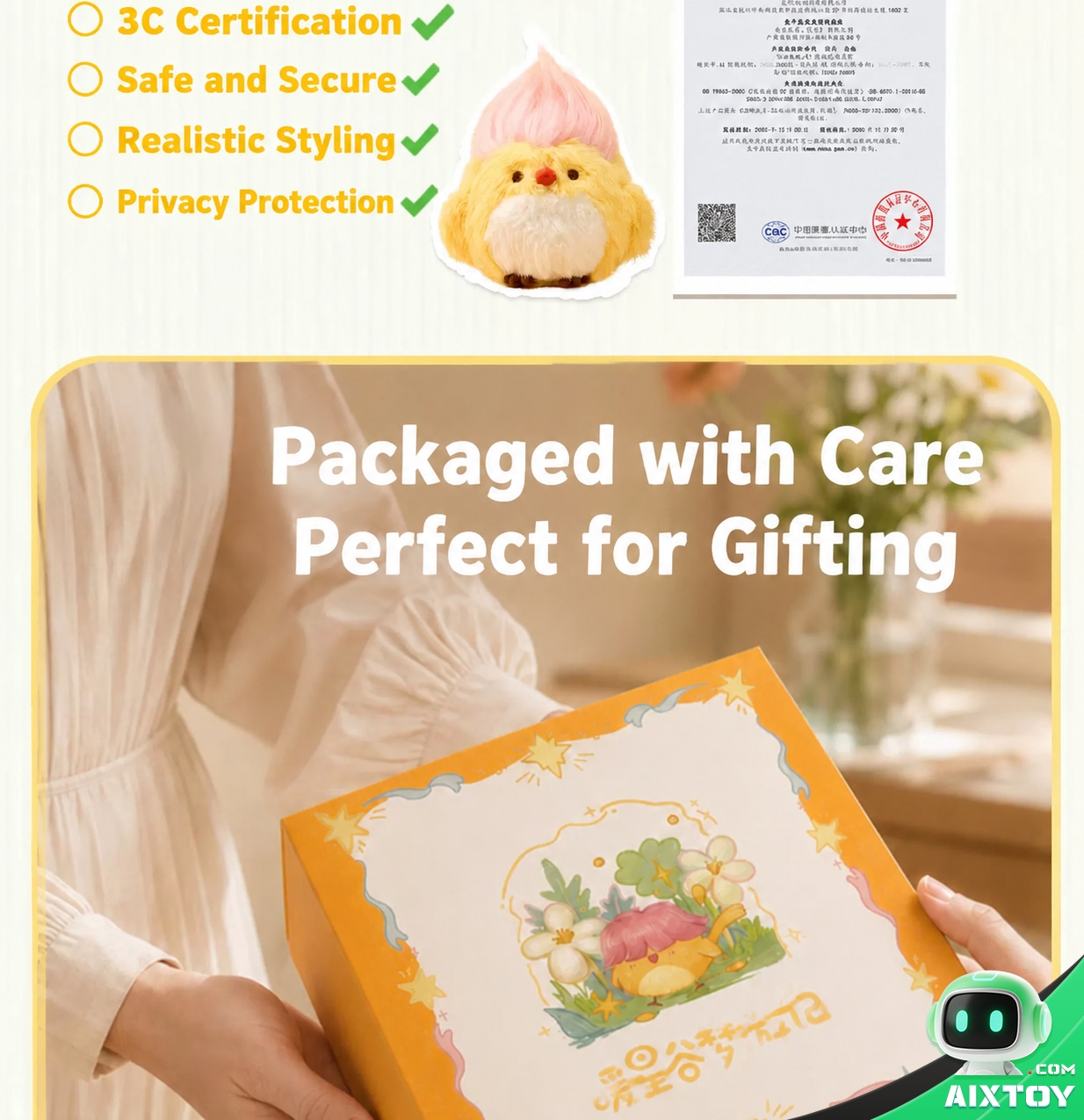 Buyou Bird AI Plush Pet - Talking Plush Bird with Outfit and Clip Sets Buyou Bird AI Plush Pet - Talking Plush Bird with Outfit and Clip Sets - feature detail