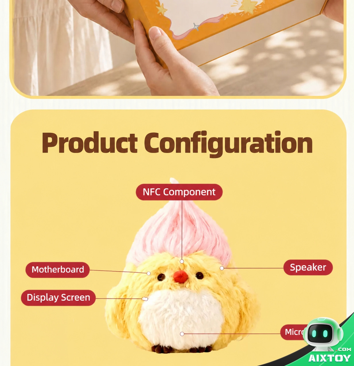 Buyou Bird AI Plush Pet - Talking Plush Bird with Outfit and Clip Sets Buyou Bird AI Plush Pet - Talking Plush Bird with Outfit and Clip Sets - feature detail