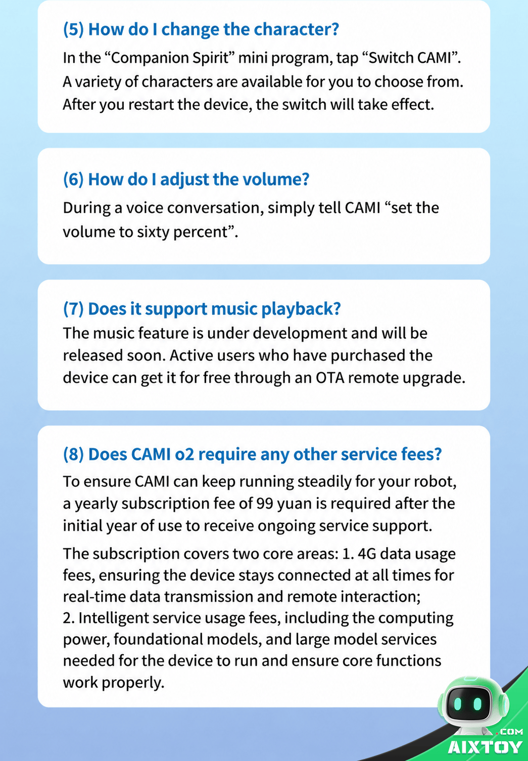 Cami o2 MAX Usage Scenarios Overview Cami o2 MAX AI car robot usage scenarios AIXTOY