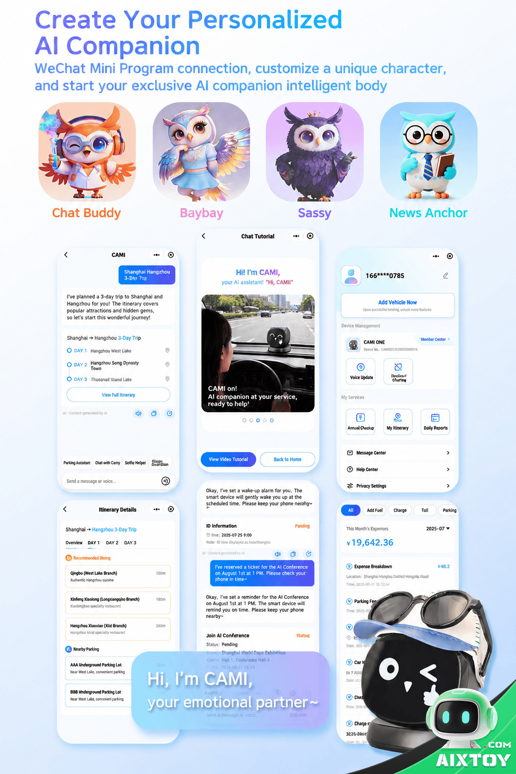 Cami o2 MAX Technical Specifications Details Cami o2 MAX AI car robot specifications details AIXTOY