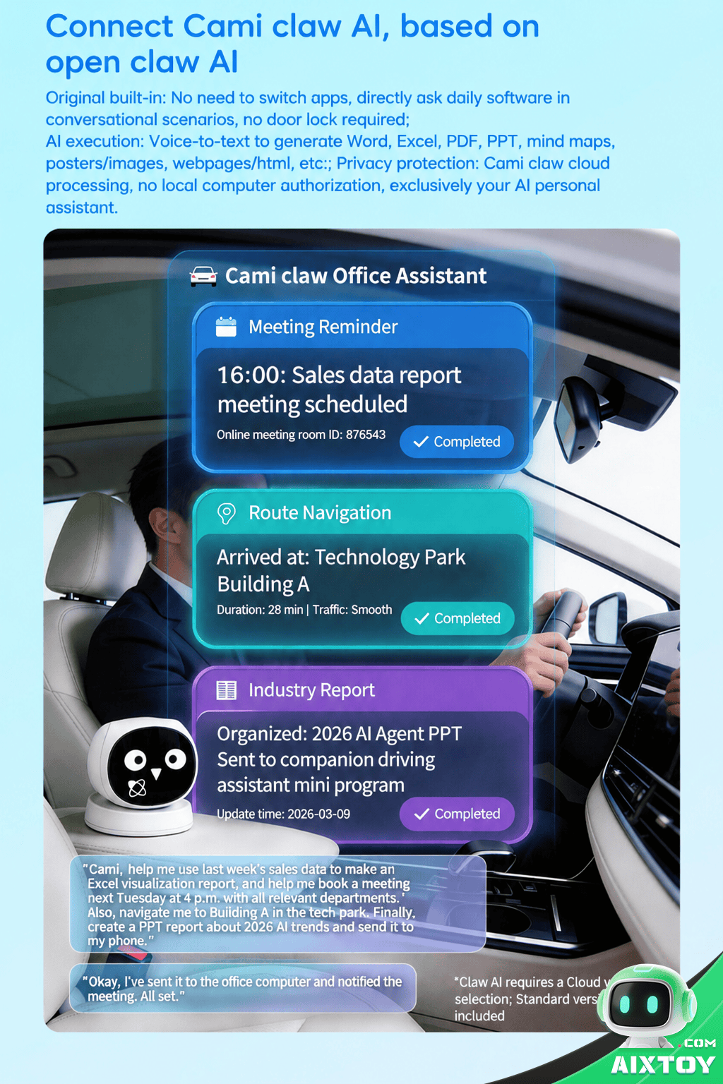 Cami o2 MAX Voice Control AI Assistant Cami o2 MAX AI car robot voice control AI assistant AIXTOY