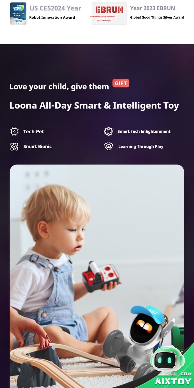 Loona AI Robot Dog Side Profile Loona AI companion pet robot side profile compact desktop-friendly design