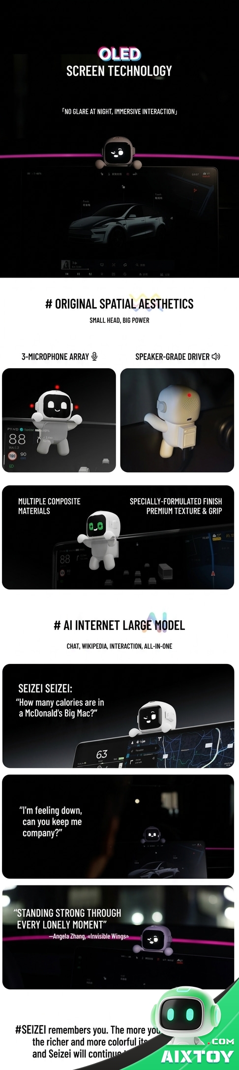 Commander Pro Car AI Companion - Smart Voice Robot for Tesla Model 3 / Model Y Commander Pro Car AI Companion - Smart Voice Robot for Tesla Model 3 / Model Y - feature detail