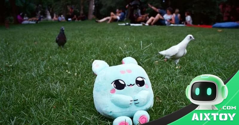Curio Grem AI plush toy fluffy anime alien cube design with Wi-Fi voice box