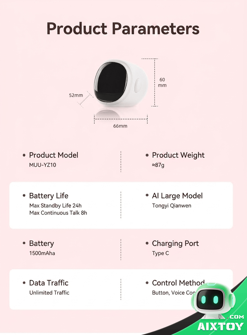 UBTECH CuteUU AI Smart Robot - Voice Companion Plush detail
