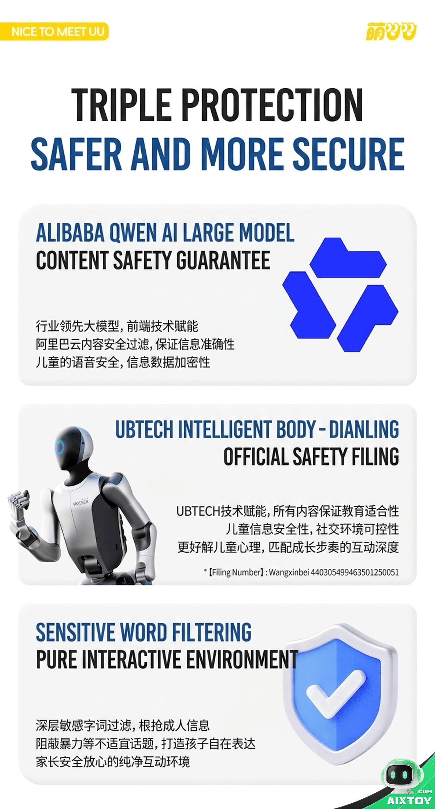 UBTECH CuteUU Smart AI Companion Robot - Voice Chat & 4G detail