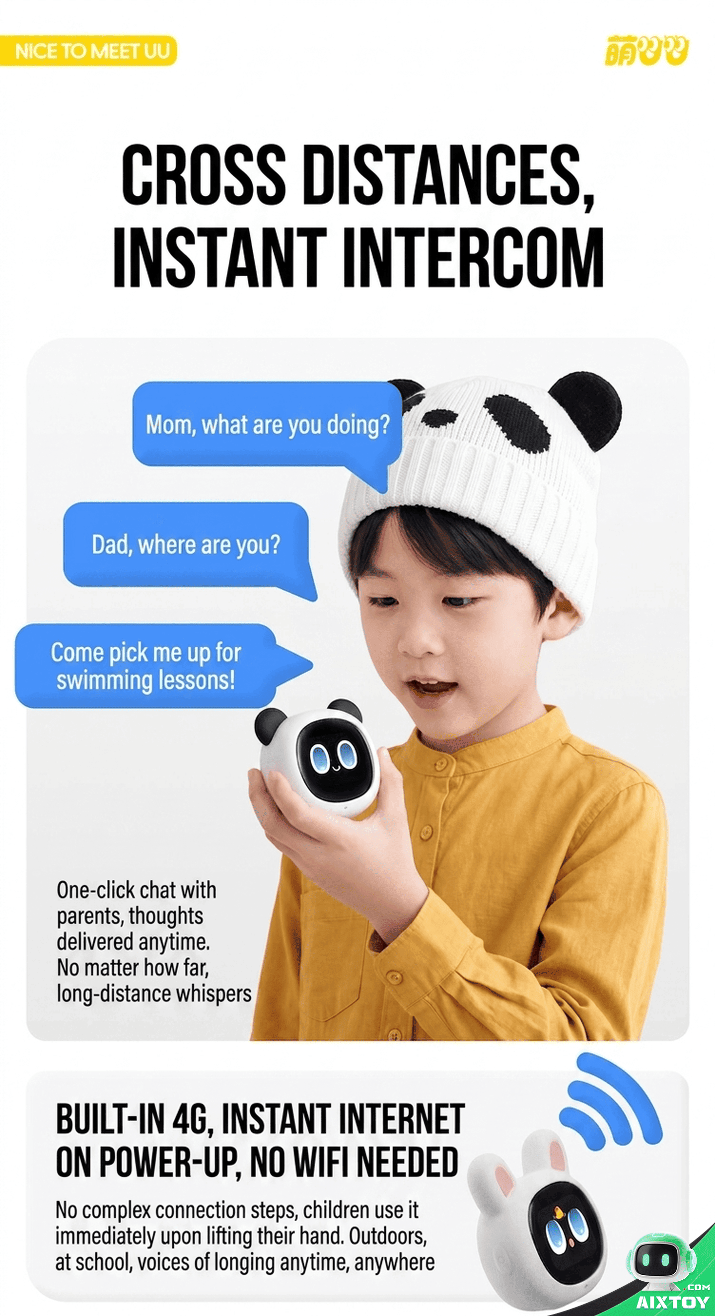 UBTECH CuteUU Smart AI Companion Robot - Voice Chat & 4G detail
