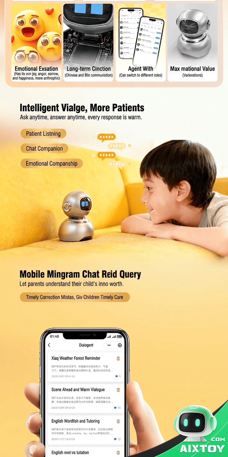 DeepSeek AI Desktop Robot - Smart Voice & Touch Companion detail