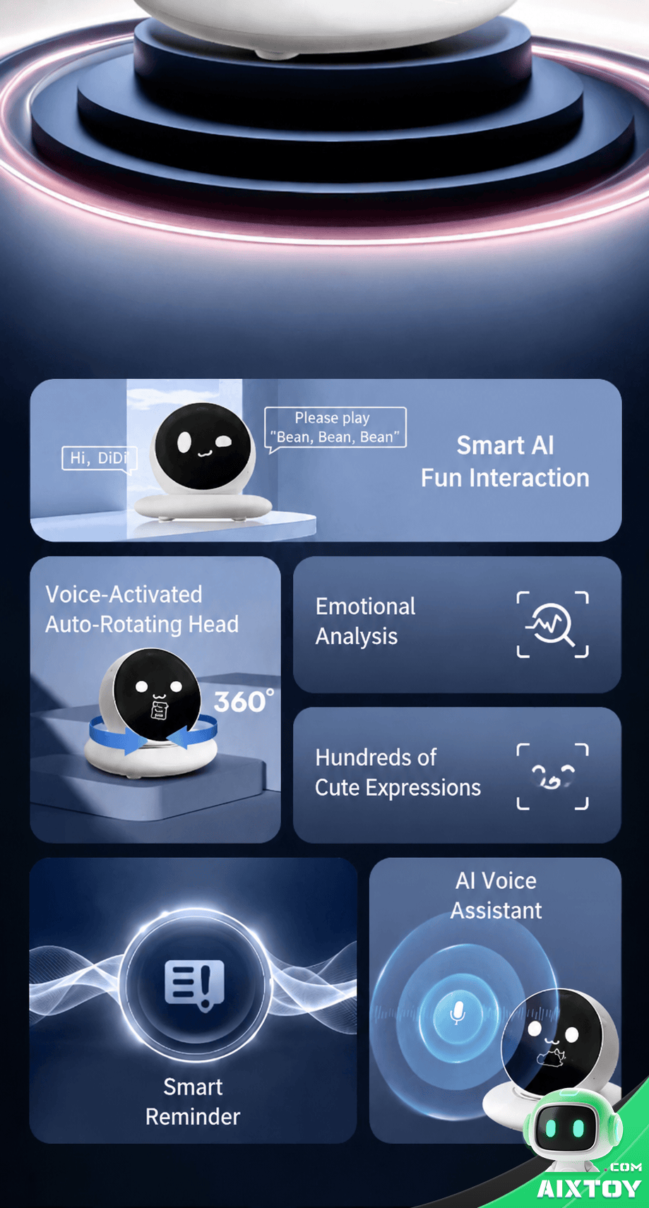 DiMi AI Smart Car Robot Emotion Recognition Feature DiMi AI Smart Car Robot emotion recognition display AIXTOY