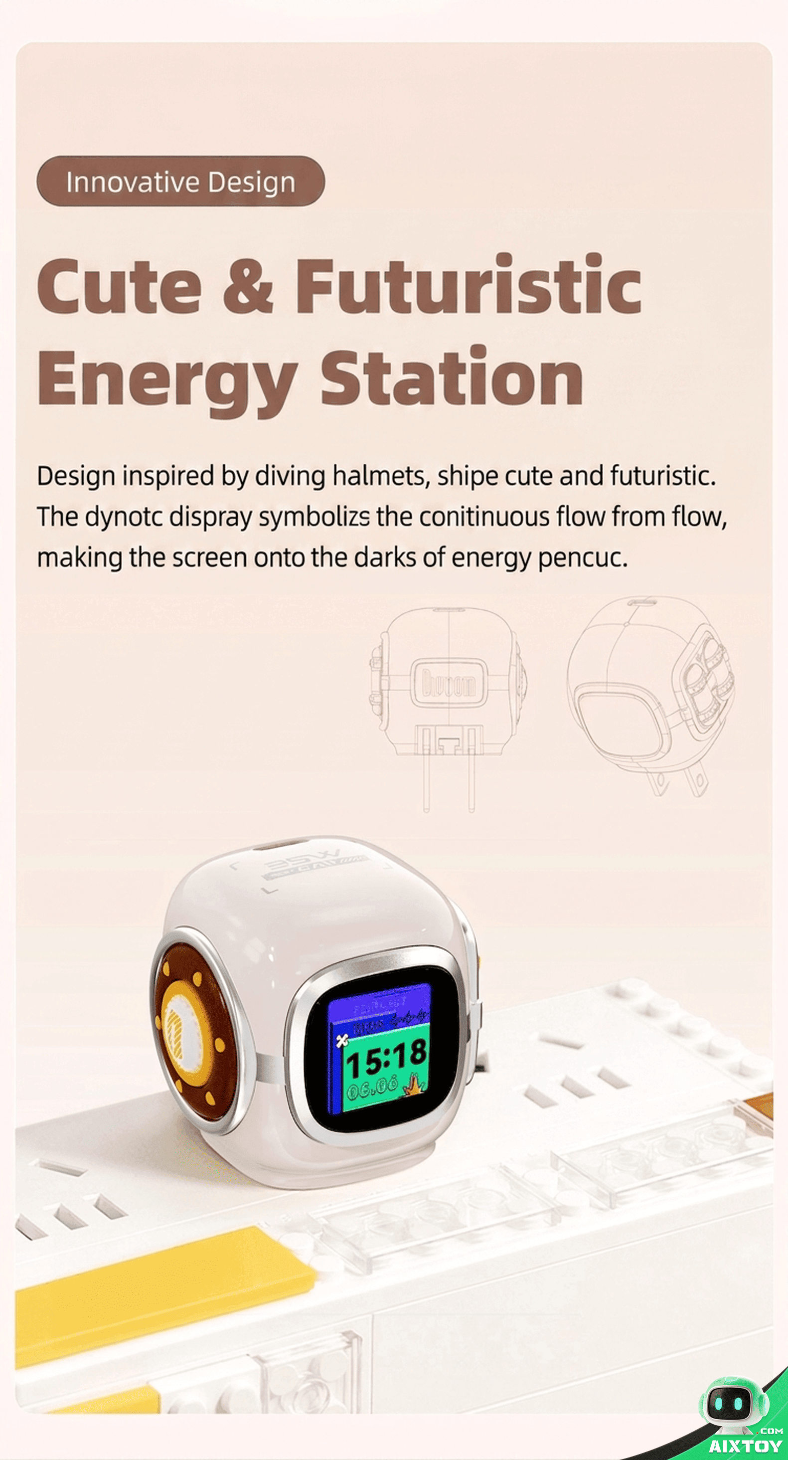 Divoom PixelScreen 35W GaN Fast Charger - DIY LED Display PD Charger detail