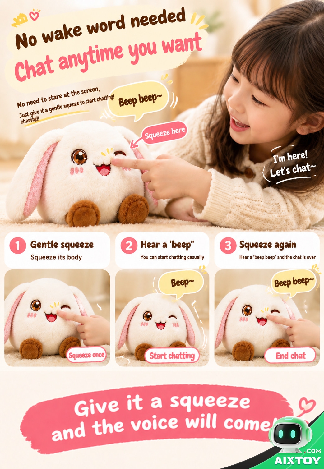 Duxingren AI Plush Pet - Interactive Talking Bunny Companion Duxingren AI Plush Pet - Interactive Talking Bunny Companion - feature detail
