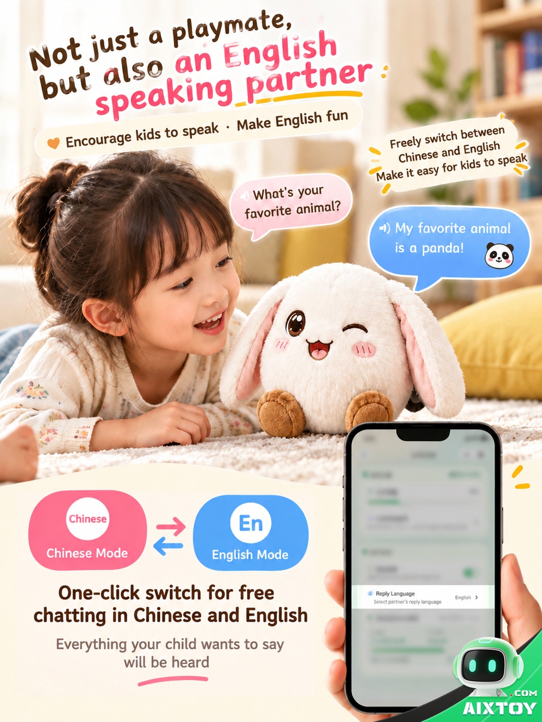 Duxingren AI Plush Pet - Interactive Talking Bunny Companion Duxingren AI Plush Pet - Interactive Talking Bunny Companion - feature detail