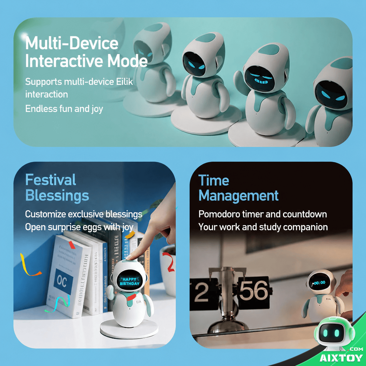 Eilik AI Robot Feature Description Banner Eilik AI Robot feature description and interactive capabilities banner