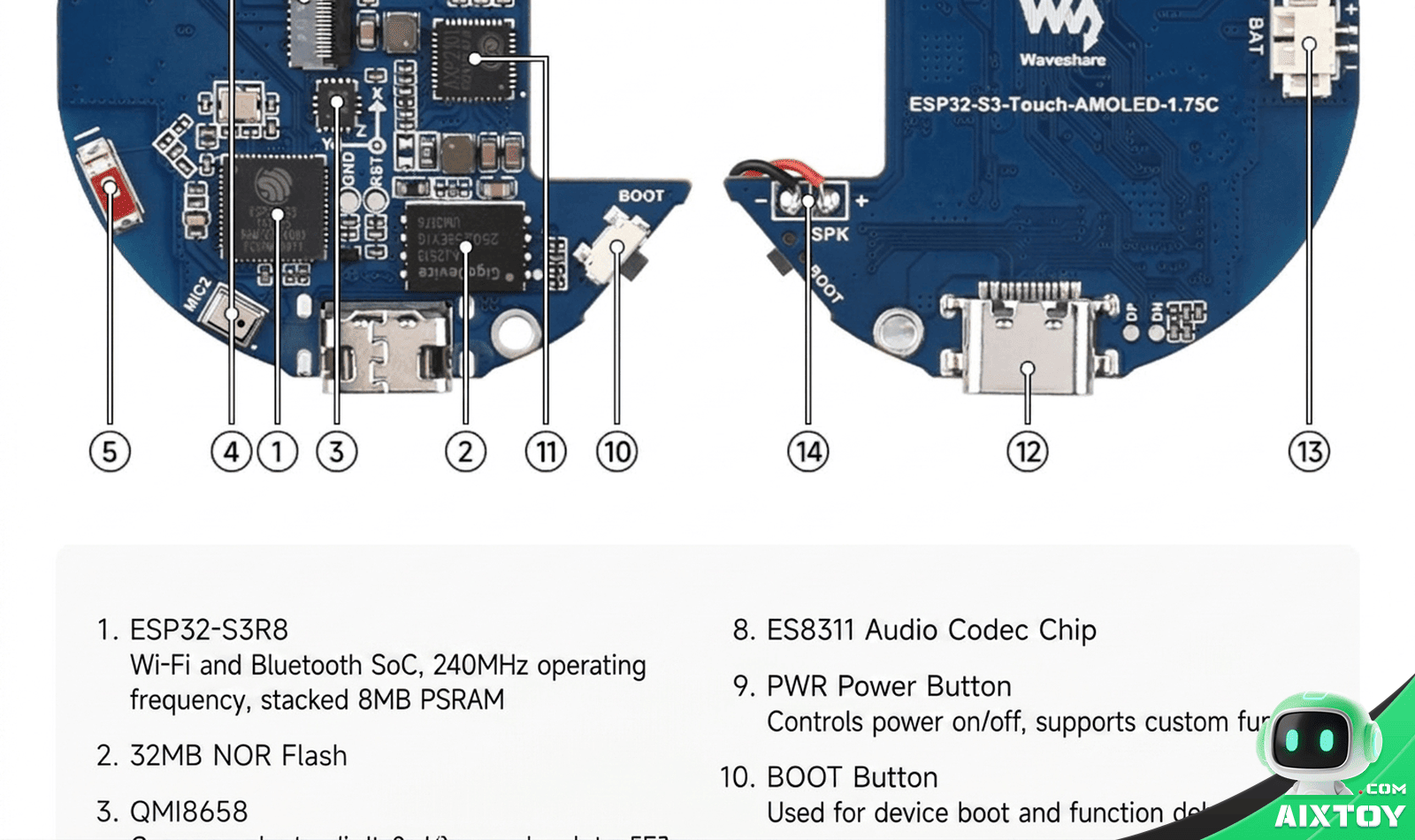 ESP32 Round Display AI Dev Board detail