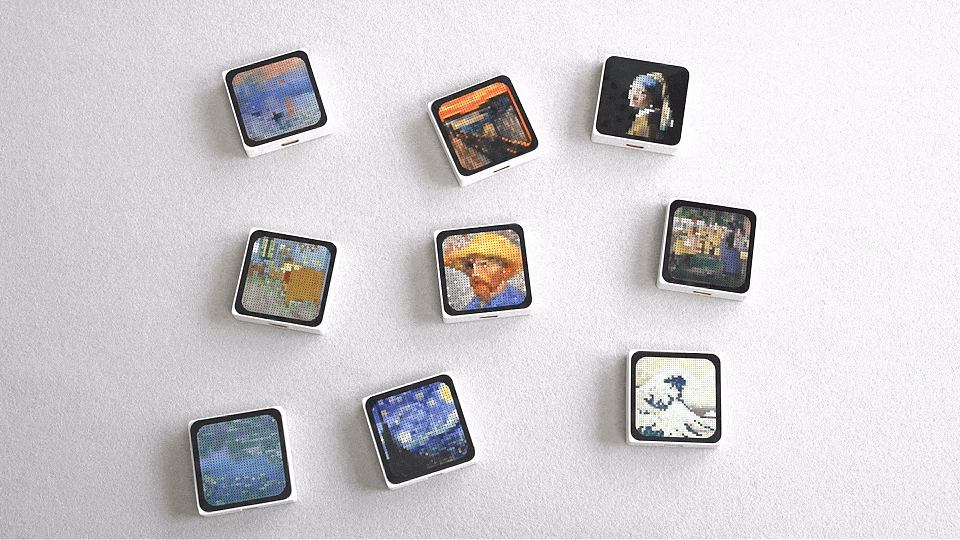 ESP-Mosaico multi-screen pixel art display across joined units