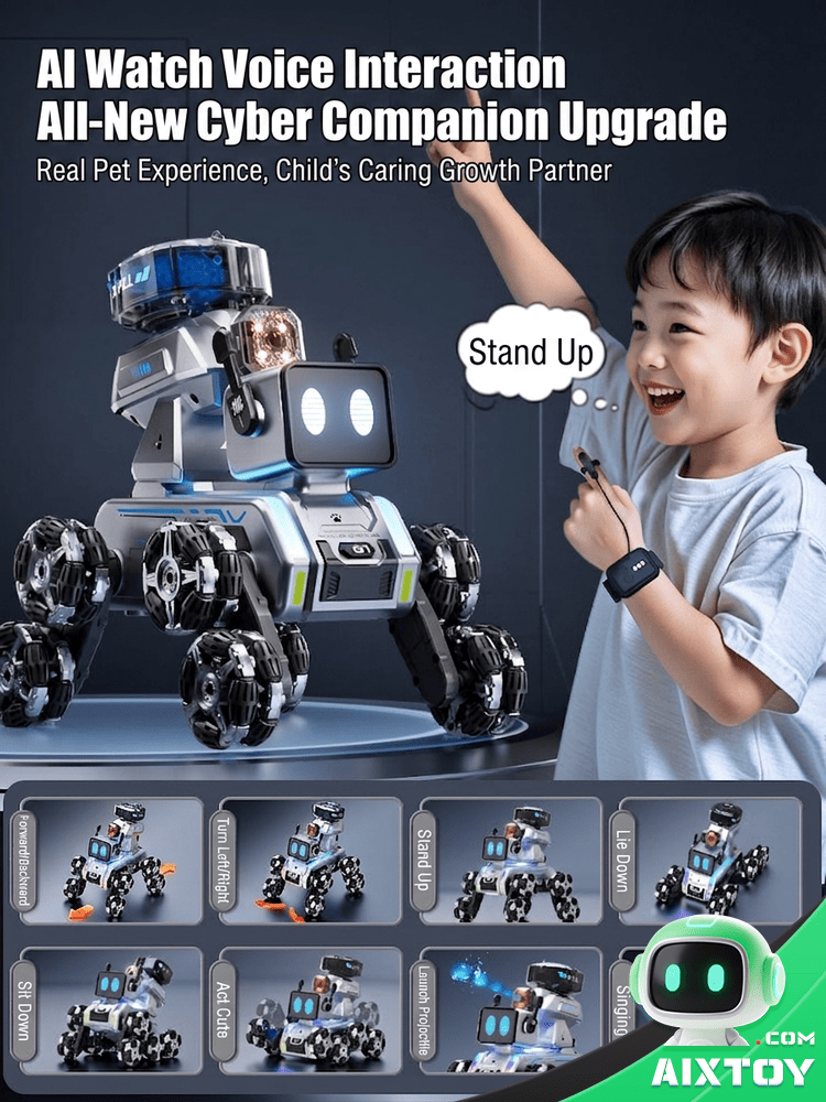 AI Robot Dog RC Car -- 8-Wheel Stunt Drift Toy Gallery Image 2 AI Robot Dog RC Car RC stunt drift car gallery photo showing features variation 2