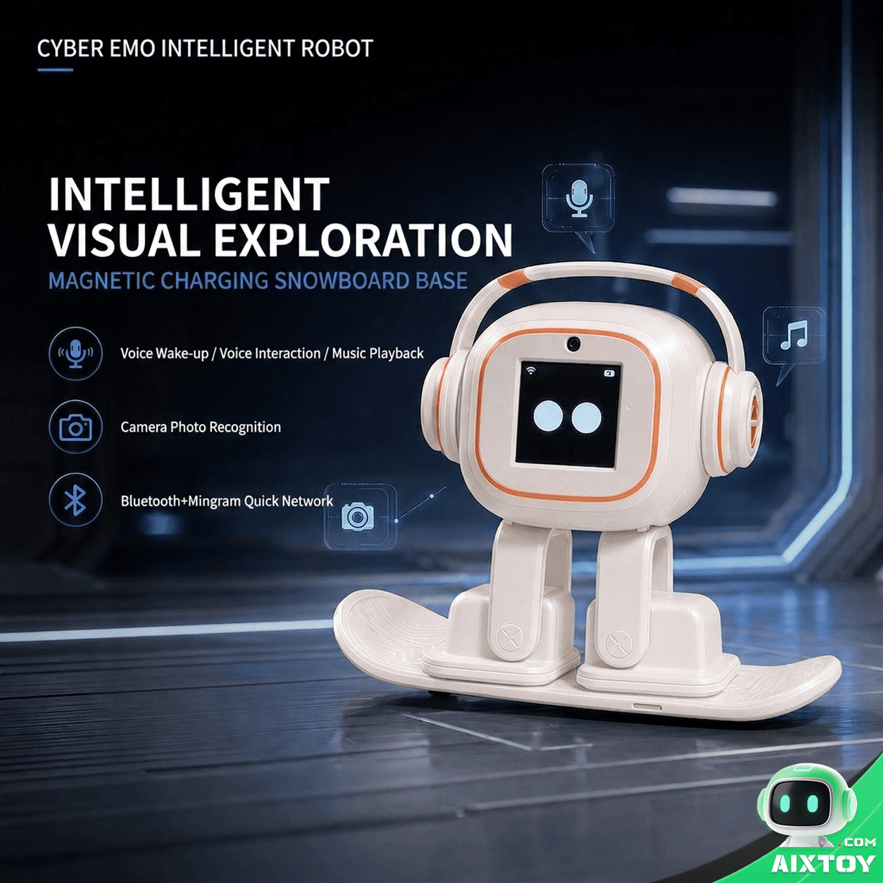 AI Cyberpunk EMO Desktop Robot - Smart Interacti - Gal | AIXTOY AI Cyberpunk EMO Desktop Robot - Smart Interactive Deep gallery