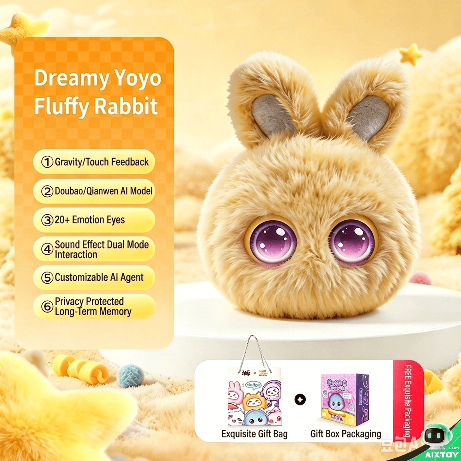Fluffy Bunny - White Fluffy Bunny White plush toy